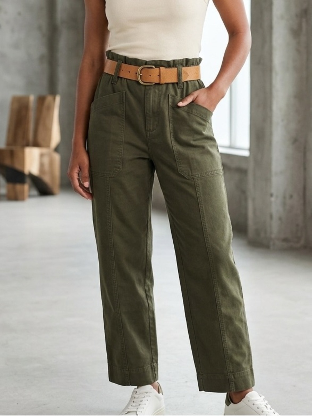 LOFT Olive Green Cargo Utility Pants